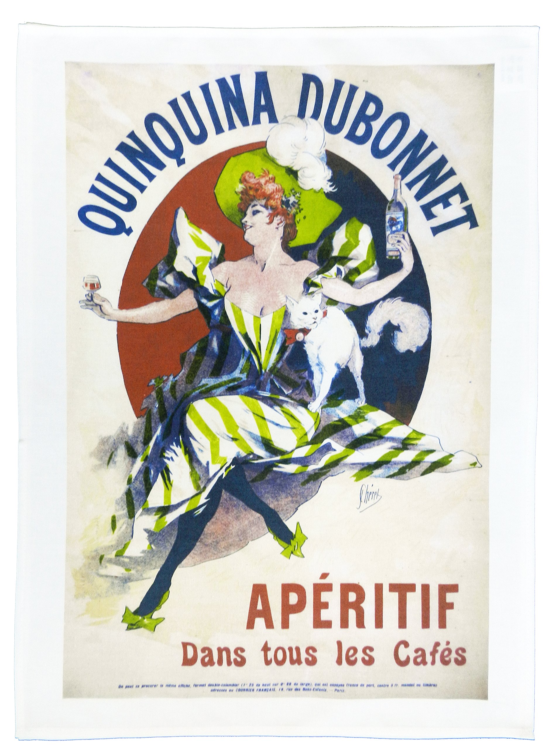 Half A Donkey White Dubonnet - Retro Style Poster Large Cotton Tea Towel