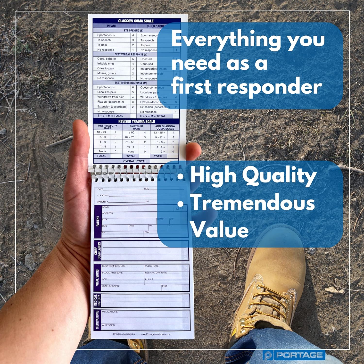 EMT/First Responders Vital Statistics Notebook – 6” x 3.75” Medical Notebook for Vital Signs and Additional Patient Information – 840 Sheets (12 Pack)