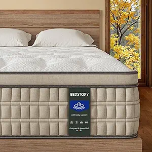BedStory Firm King Mattress 14 inch - Pain-Relieving Hybrid Mattress for Extra Lumbar & Hip Support - 365-Night Trial No Sagging Bed in a Box - No Odor, Fiberglass-Free, CertiPUR-US Certified