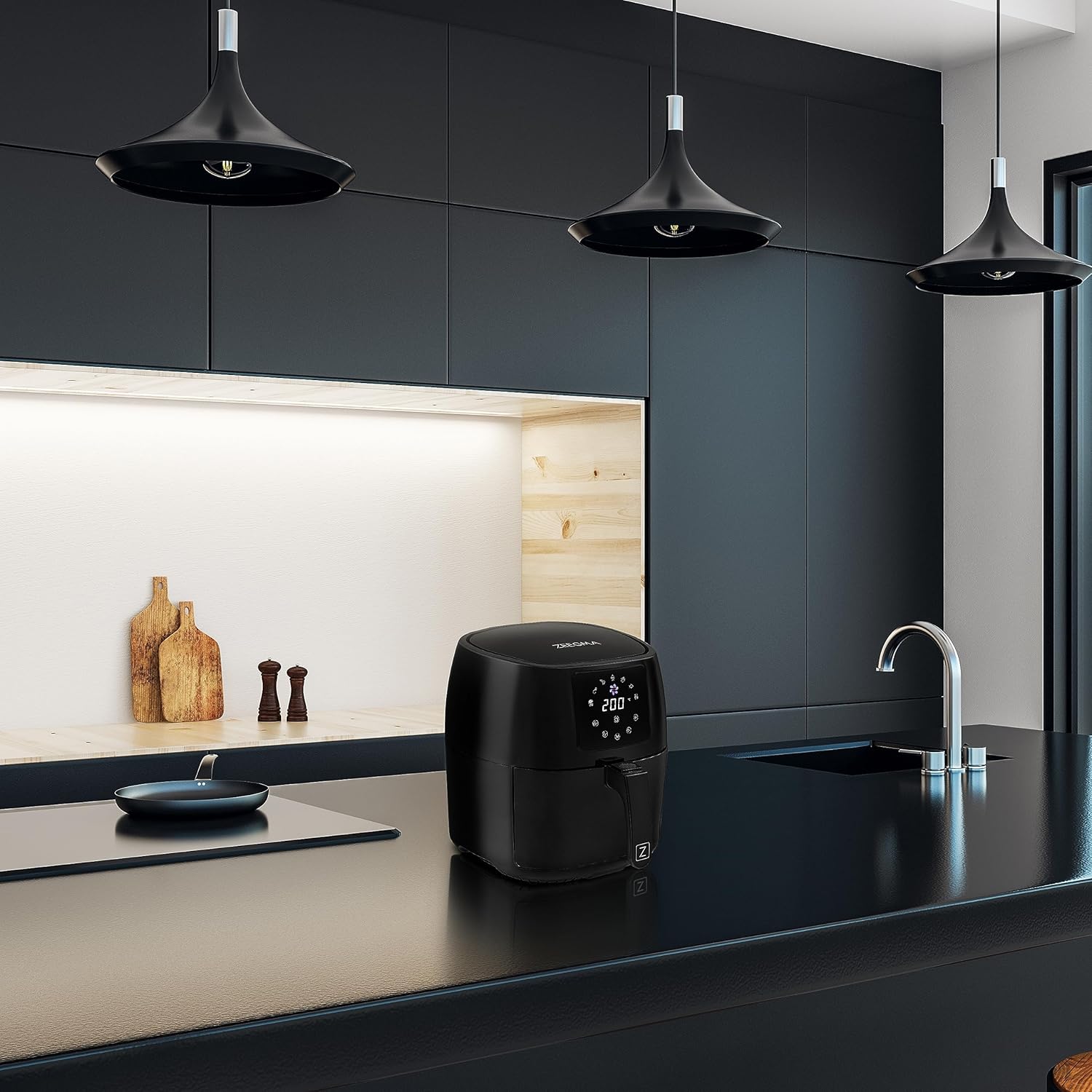 ZEEGMA Knapper Pro friggitrice senza olio 1400W, Temperatura 60-200°C, Tempo di riscaldamento 60s, Cestello e ciotola di grande capacità, Rivestimento in teflon, 8 programmi, Lavabile in lavastoviglie ZEEGMA Knapper Pro friggitrice senza olio 1400W, Temperatura 60-200°C, Tempo di riscaldamento 60s, Cestello e ciotola di grande capacità, Rivestimento in teflon, 8 programmi, Lavabile in lavastoviglie