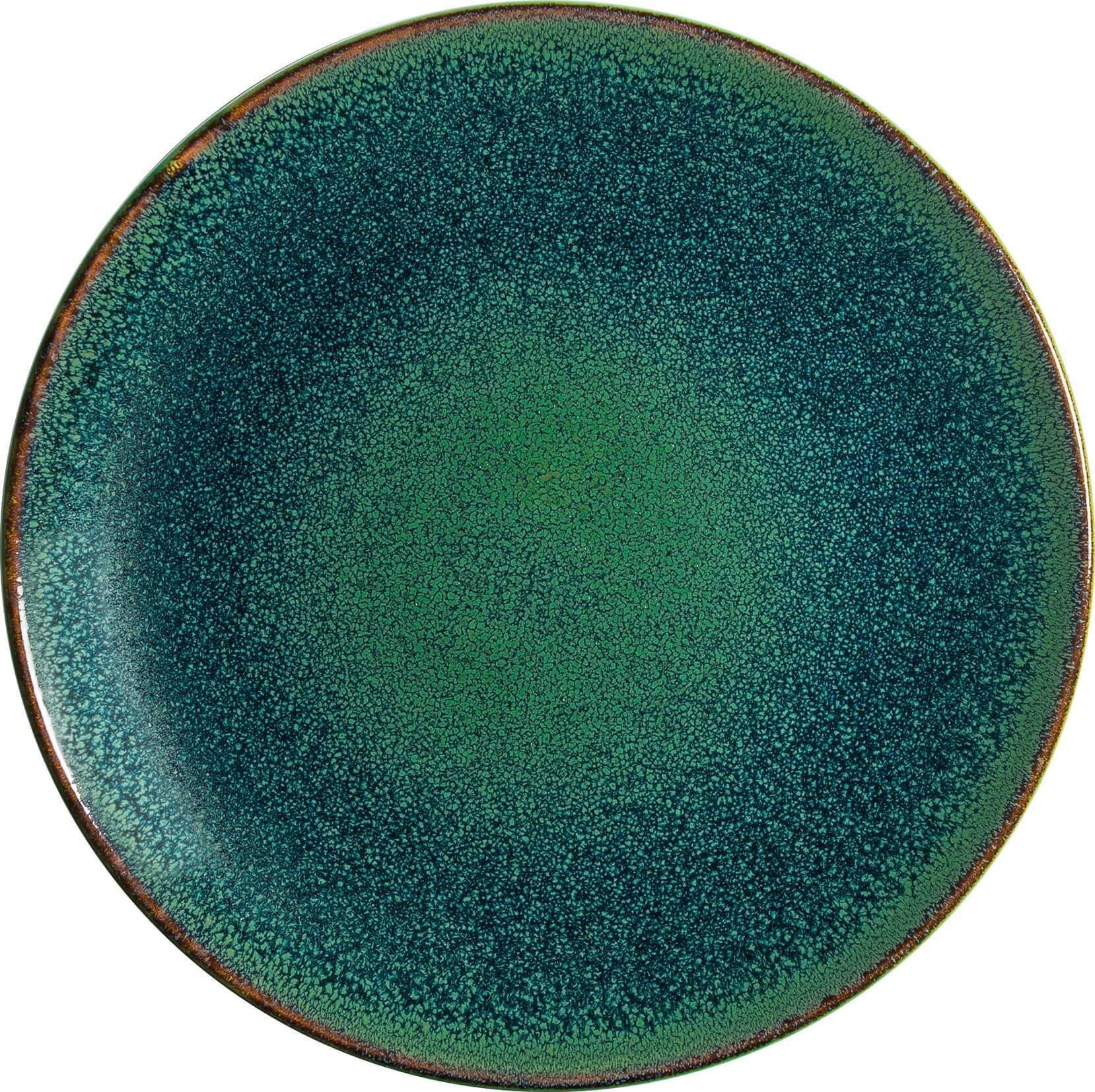 6 x talerz obiadowy, płaski talerz okrągły, zastawa stołowa, porcelana, zielony, brązowy, Bonna Ore Mar Gourmet 30 cm