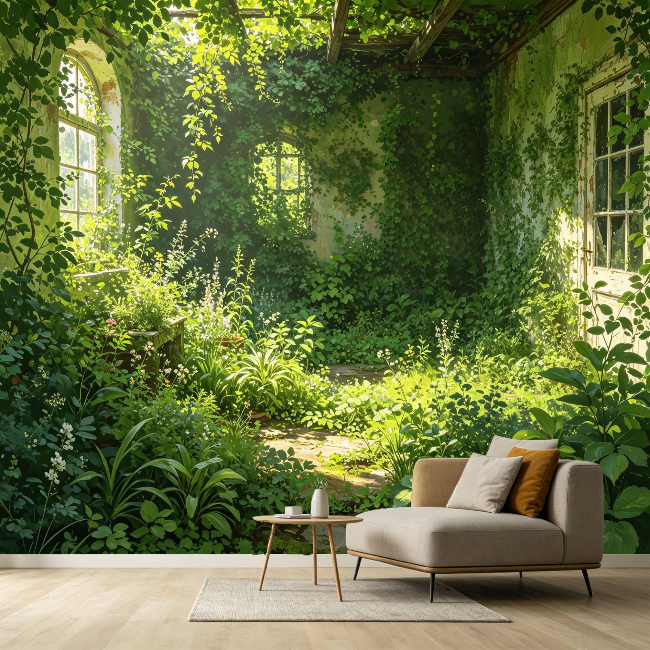 Custom Size Wall Murals Botanical Sunlit Abandoned Solarium Interior Vines Leaves Modern Wallpaper SelfAdhesive Wall Fabric Removable Large Wallpaper for Photo Living Room