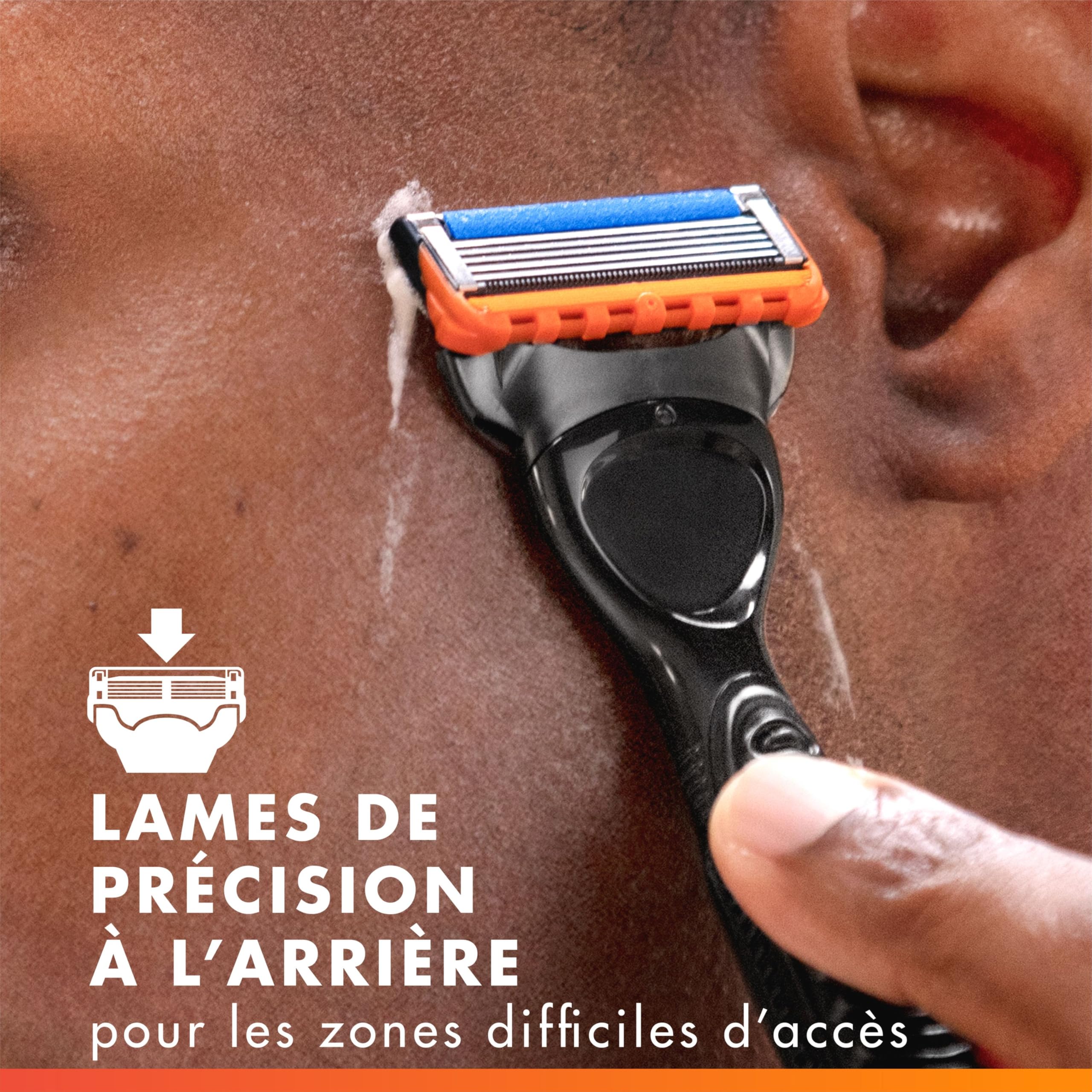 Gillette Lames de Rasoir Homme Fusion 5 Power, Pack de 4 | Cartouche Dotée d’une Bande Lubrifiante Améliorée, Anti-Friction, Rasage avec Micro-Pulsions, 1 Recharge Jusqu’à 30 Jours