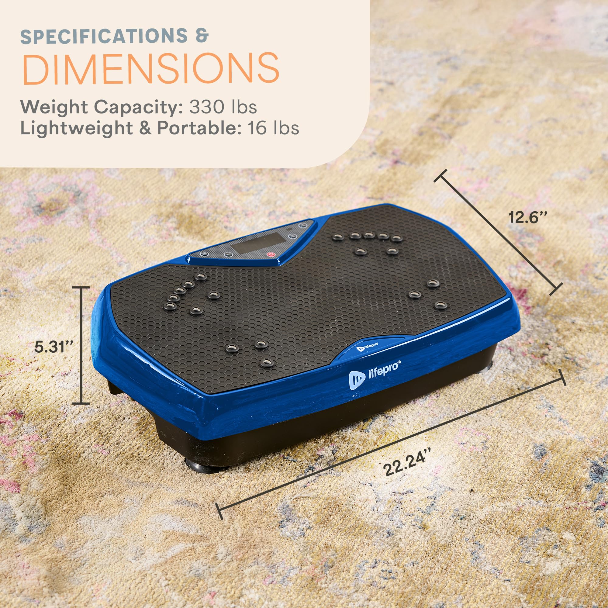 LifePro Blue Hexaplate platforma wibracyjna przyrząd treningowy – trening całego ciała, platforma fitness