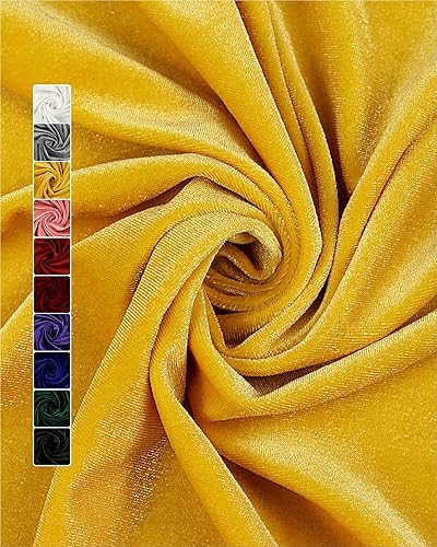 HOTGODEN Tela de terciopelo elástico por The Yard Amarillo 63" Ancho 5 yardas 95% Poliéster 5% Spandex Tela de terciopelo para costura de bricolaje,