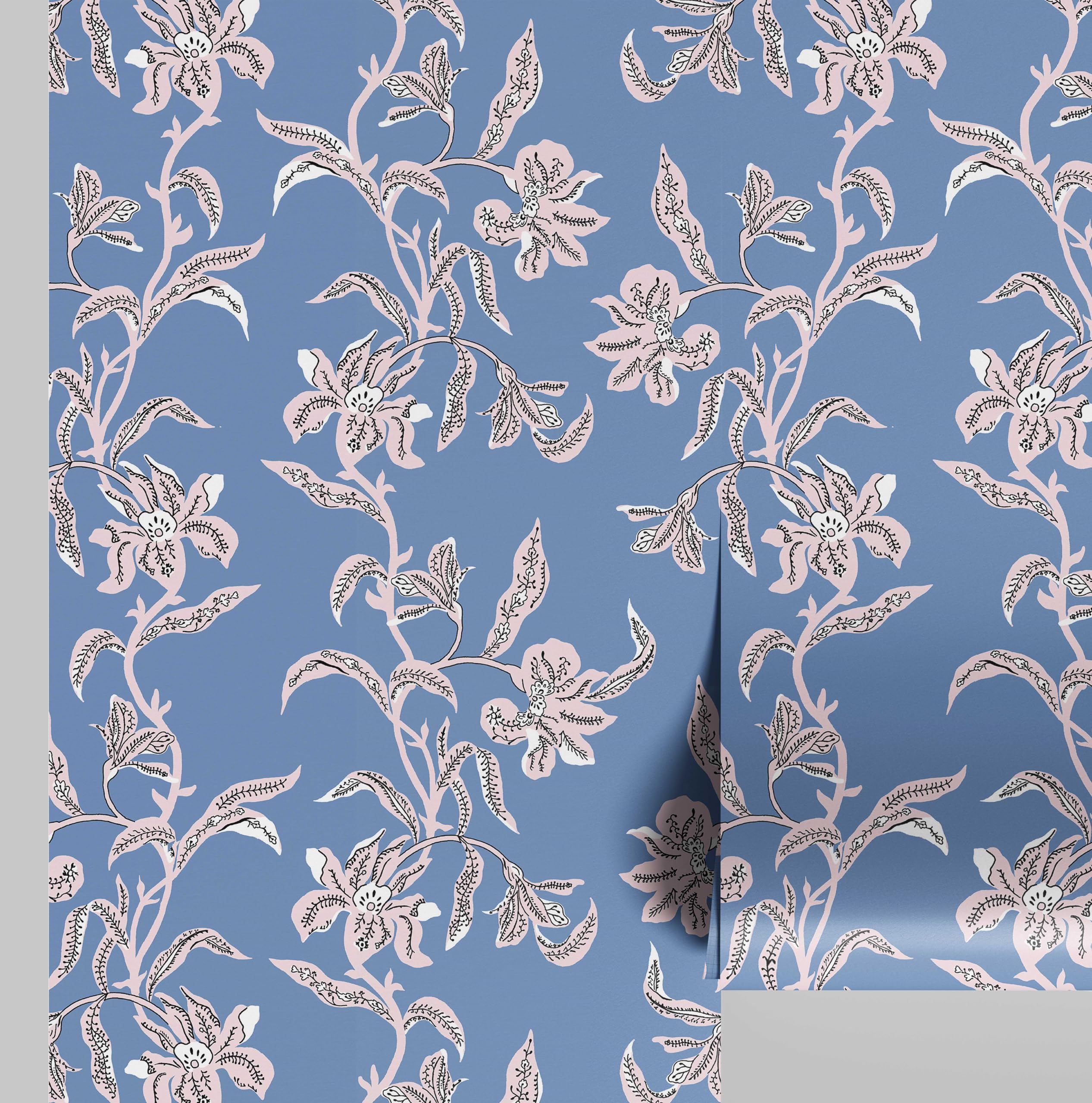 Papier peint autocollant vigne bleu pour rafraîchir la salle de bain et décorer un placard