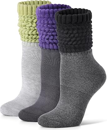 50% off: FITRELL Slouch Socks for Women, 3 Pairs Soft Cotton Knee High Scrunch Tube Boot Socks