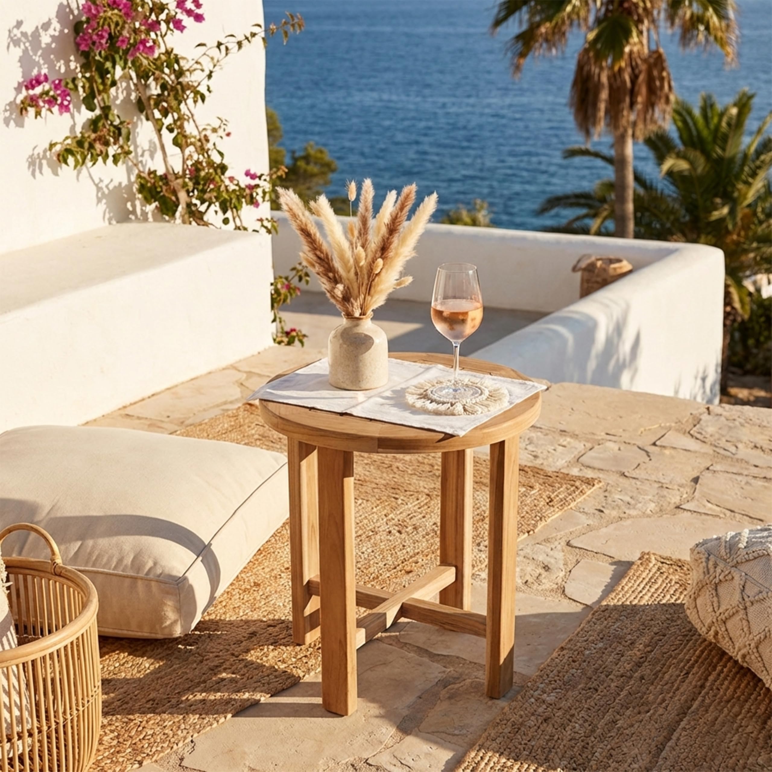 AXI Alya Tavolino Rotondo in Legno di Teak Marrone | Piccolo Tavolo per Giardino, Balcone, Terrazza | Da salotto - 45 x 45 x 50 cm
