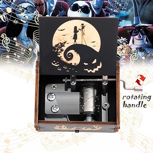 Miniatura 2 de BAOSIWA Caja de música de Halloween, caja de música de madera grabada, regalos para novia, novio, ella, cumpleaños, día de San Valentín