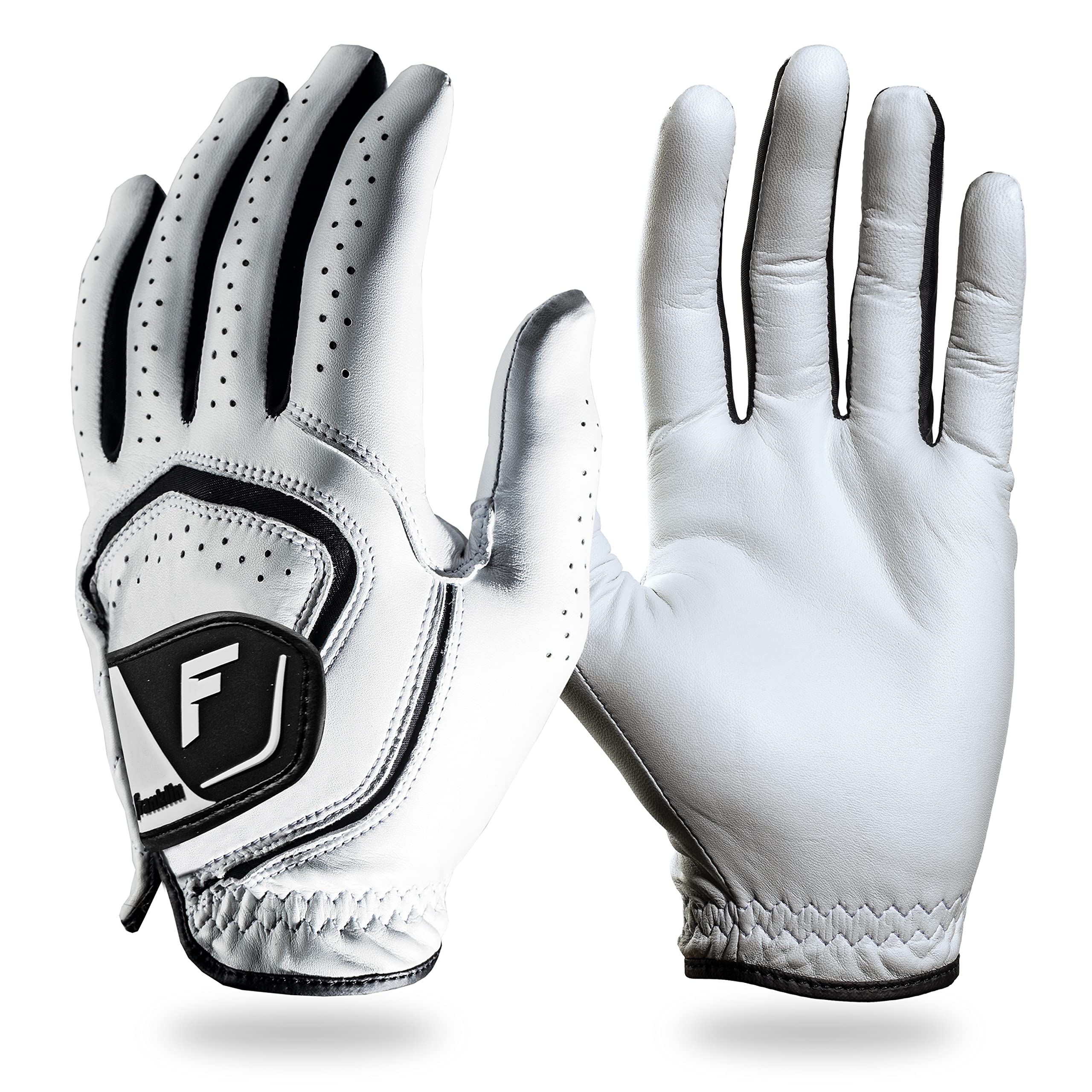 Franklin Sports Golf Glove - Junior Golf Gloves - Premium Leather Golfing Glove - Maximum Grip - White - Left Hand Glove - Youth Large