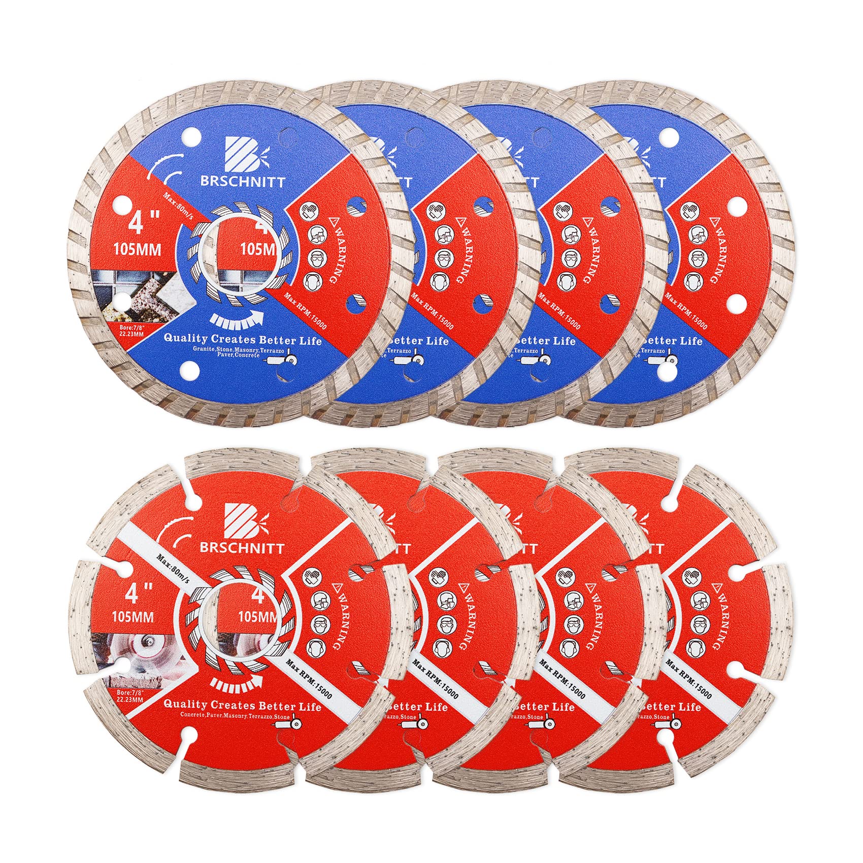 Diamond Blade Set,8pcs 4 Inch Arbor 7/8 5/8 For