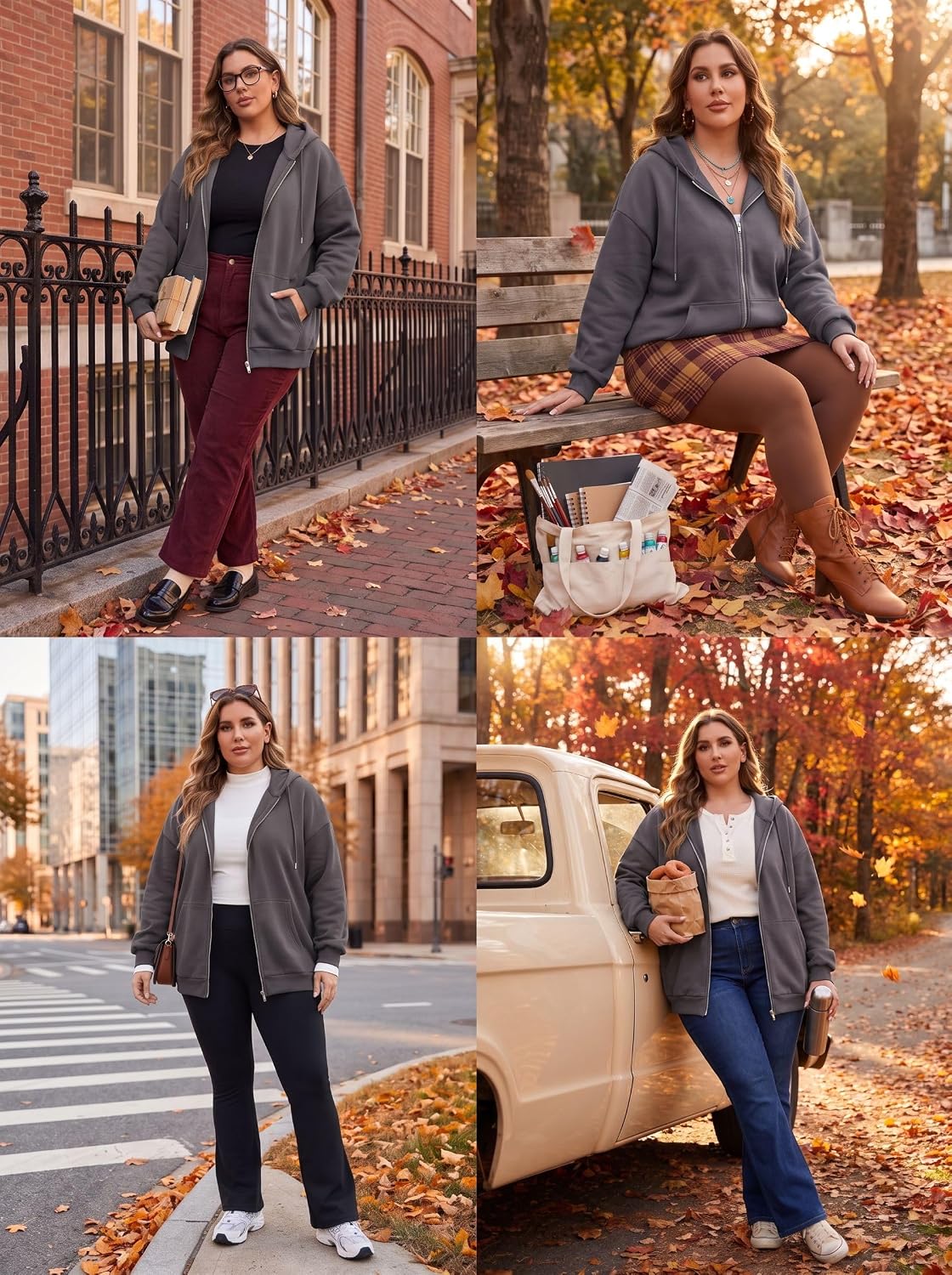  Women's Plus Size Zip Up Hoodie 2026 Fall Jacket Casual Sweatshirt thumbnail
