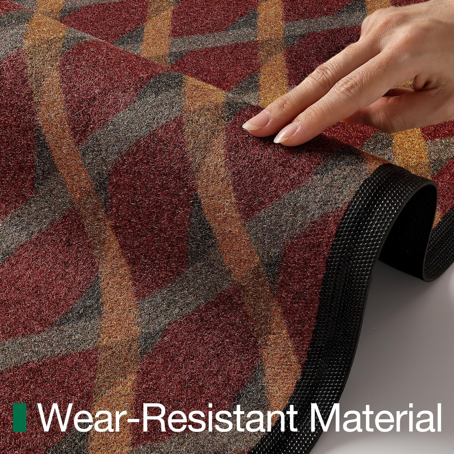 LUMI Front Door Mat 24x36, Low-Profile Non-Slip Welcome Mat for Indoor Outdoor, Stain & Fade Resistant Geometric Door Mat for Entryway Patio Porch, Weave-Rust