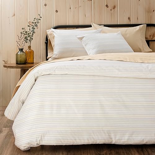 MARTHA STEWART Homestead - Juego de edredón a rayas tamaño Queen, 3 piezas, 1 edredón (90 x 92 pulgadas), 2 fundas de almohada (20 x 26 pulgadas),