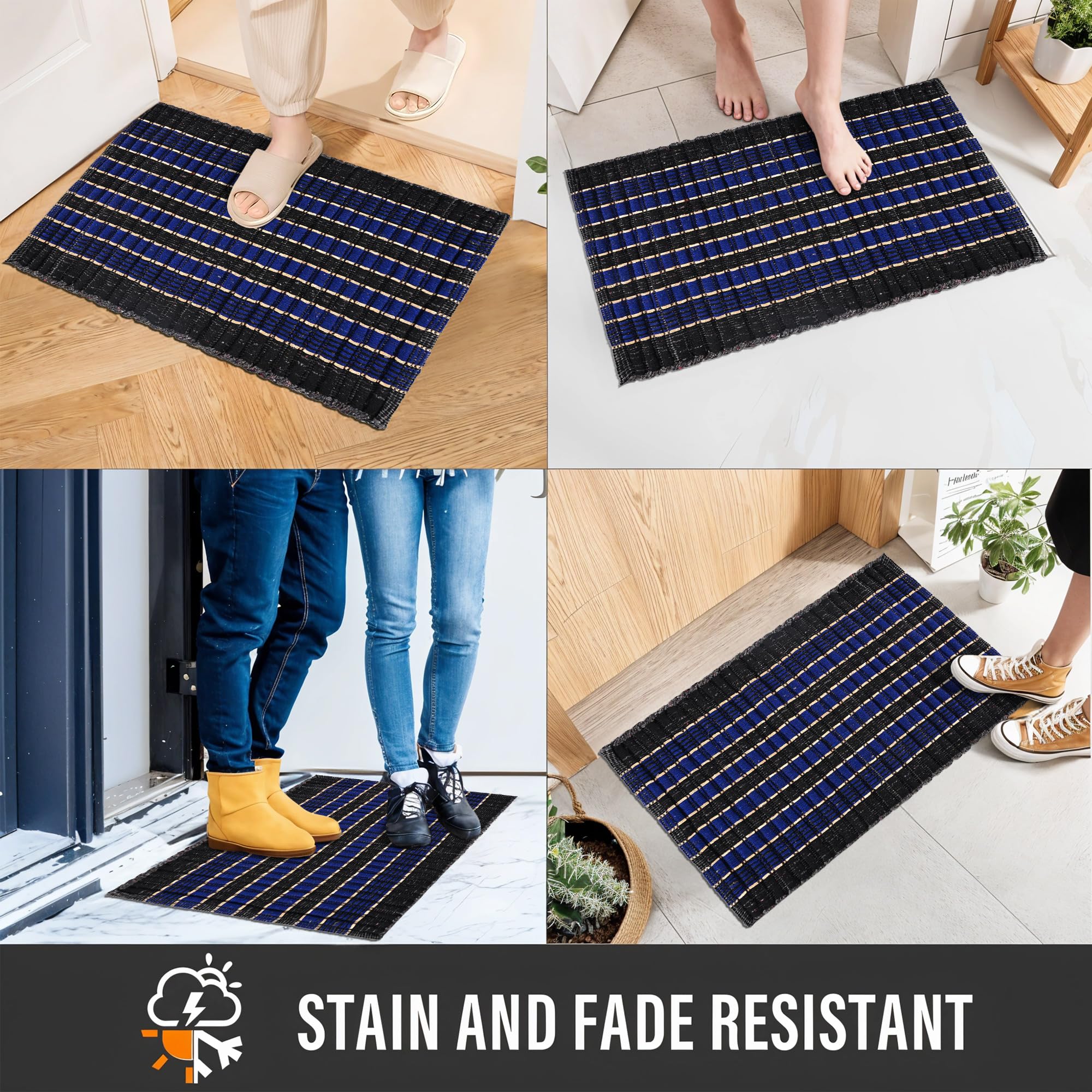 6 Pack Cotton Door Mats - Durable & Water Resistant -5