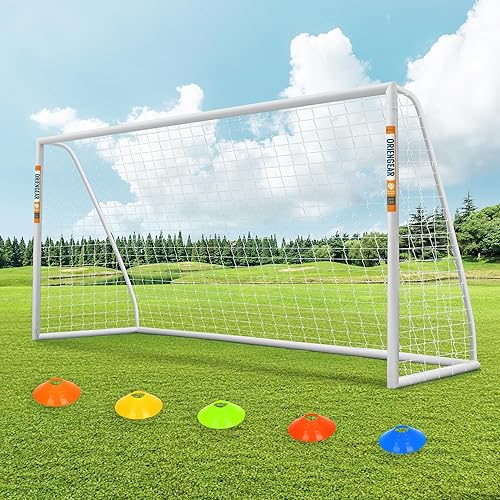 ORIENGEAR Soccer Goal, 12x610x6.58x66x4 Full Size Soccer Goals for Backyard, Soccer Net with Training Discs, Portable Soccer Goal for Kids and