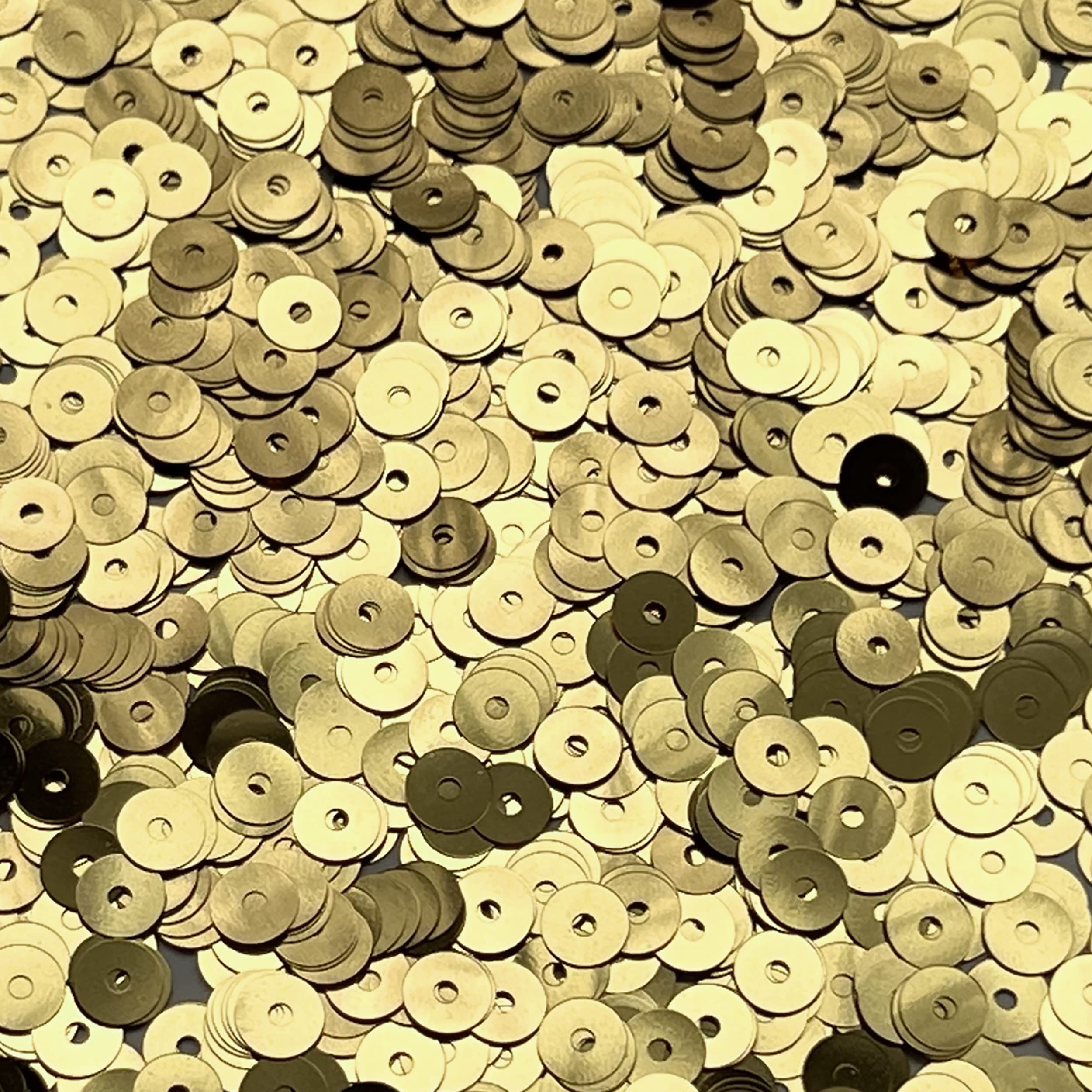 5mm Flat Sequins Gold Shiny Metallic Medium Hole Made in USA