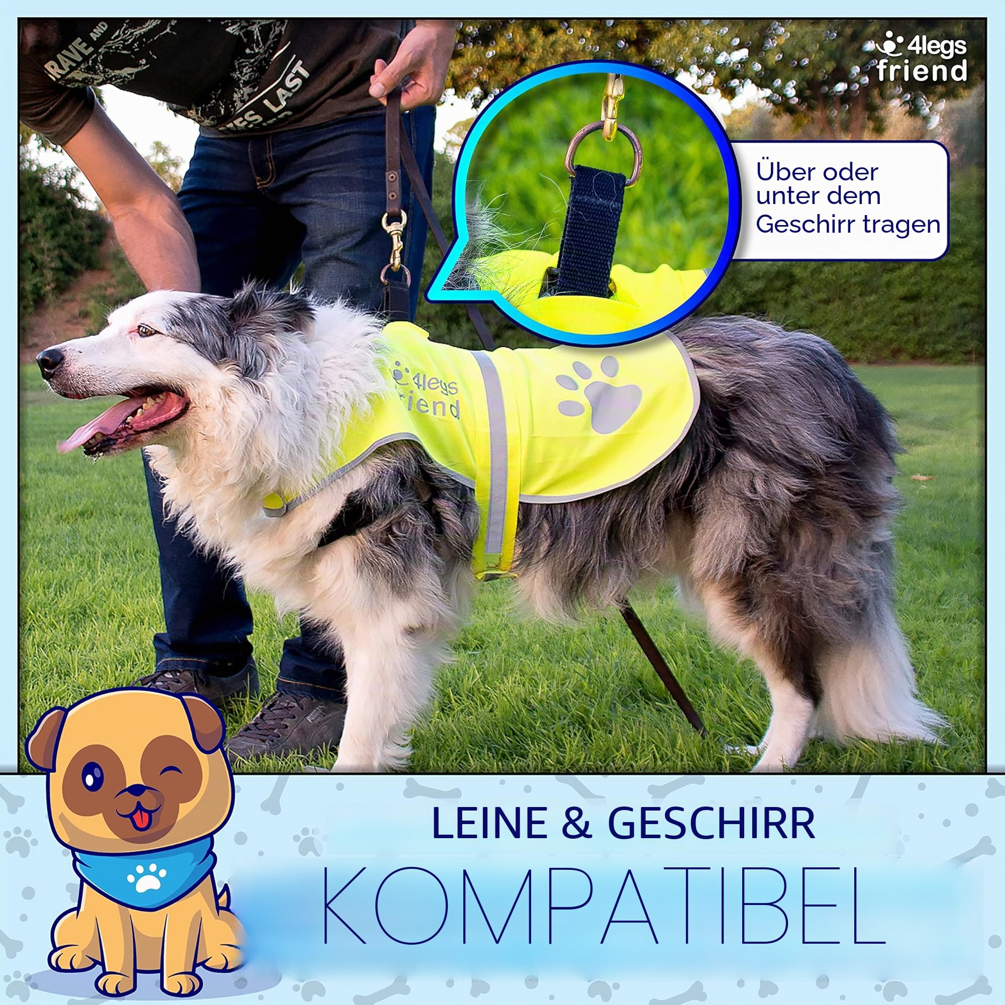 Reflektierender, Leichter Fleece-Mantel mit Loch für die Leine, 5 Größen – hohe Sichtbarkeit für Aktivitäten im Freien bei Tag und Nacht, hält Ihren Hund sichtbar, sicher vor Autos und Jagdunfällen