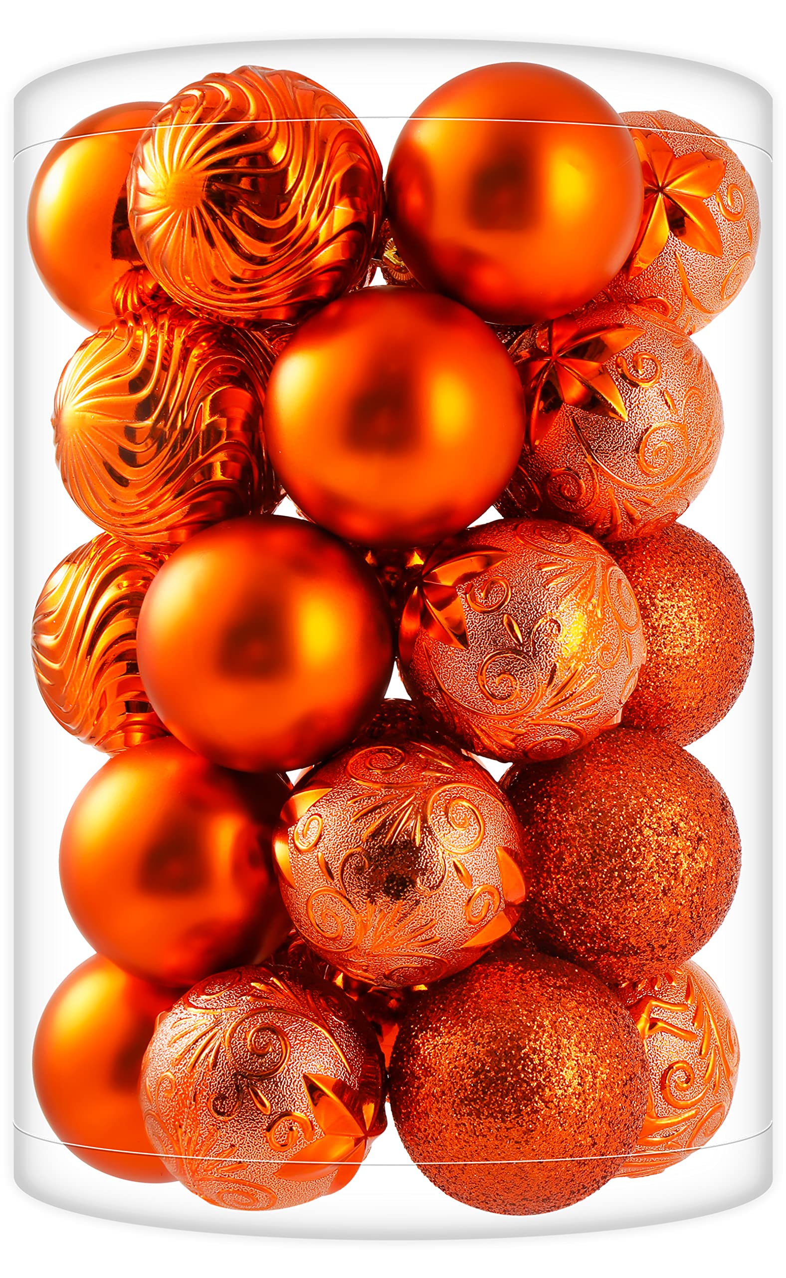 Kayh Decor Copper Orange 34Ct Christmas Ball Ornaments Shatterproof Plastic Christmas Tree Decorations For Xmas Party Home Office Holiday Halloween Decor -Medium Size (2.36"/ 60Mm)