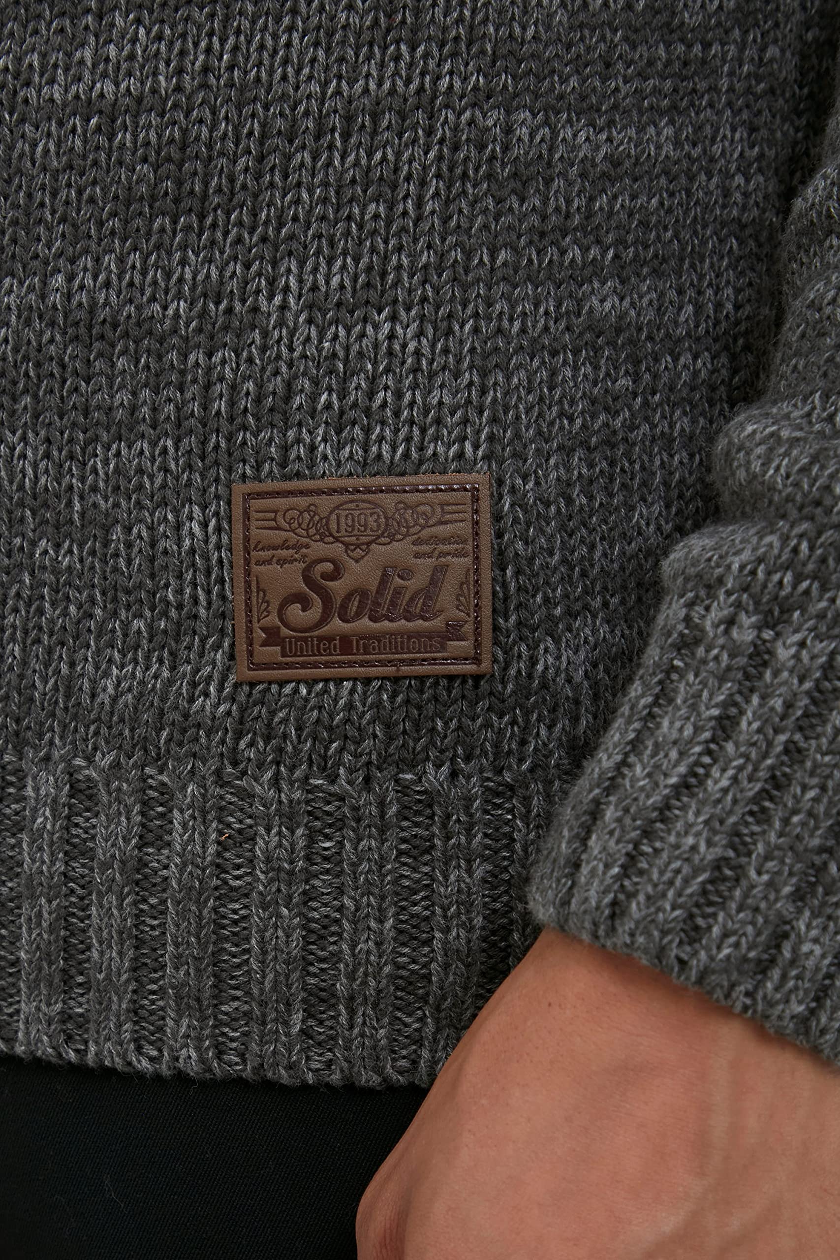 !Solid SDPomeroy Herren Strickjacke Cardigan Grobstrick Pullover mit Stehkragen Reißverschluss 100% Baumwolle Regular fit