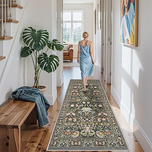 Miniatura 290 de Alfombra lavable para pasillo y de cocina, alfombra de entrada, vintage, suave para el suelo, alfombra antideslizante para interiores, para baño