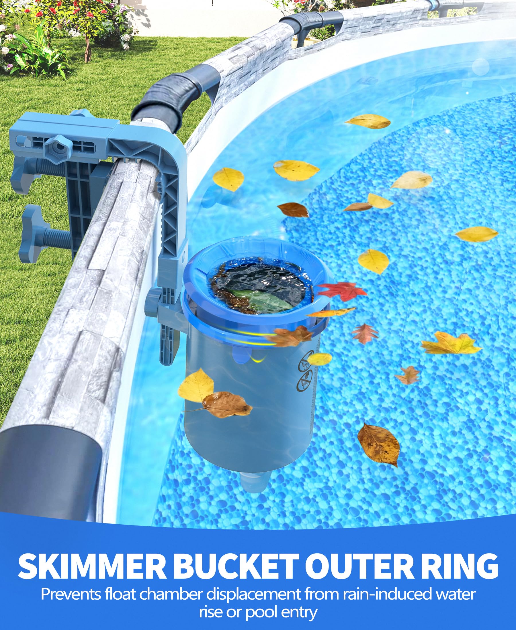 LanOcean Skimmer Piscine Hors Sol, Kit de Skimmer de Surface Suspendable et Réglable en Hauteur avec Panier de Filtre Amovible