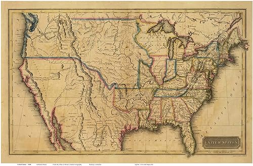The United States of America 1820 Map - USA Reprint Morse