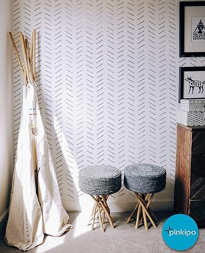 Miniatura 2 de Paquete de 2, Priene, espiga dibujada a mano, plantillas de pared grandes, plantillas de pared modernas para pintar, plantillas para paredes,