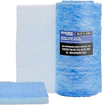 Master Elite Premium Paint Spray Booth Exhaust Filter Roll, 20.5" x 100 - 18 Gram Heavy-Duty Fiberglass Paint Arrestor - Captures Traps Overspray Paint Particles in Auto Car Autobody Refinish Booths