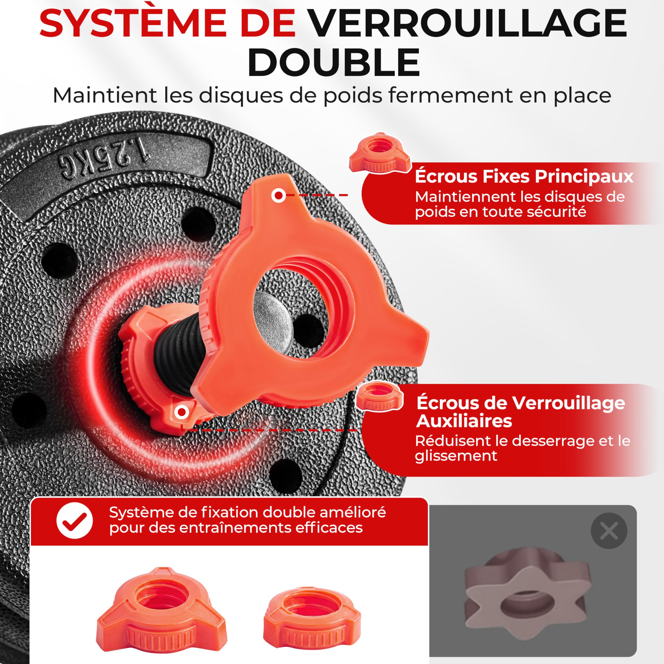 Yaheetech Kit Haltères Musculation 2 en 1 Poids 20 Kg, Haltères Réglables avec Barre et 12 Disques, Colliers à Double Verrouillage, Équipement de Musculation à la Maison, Noir