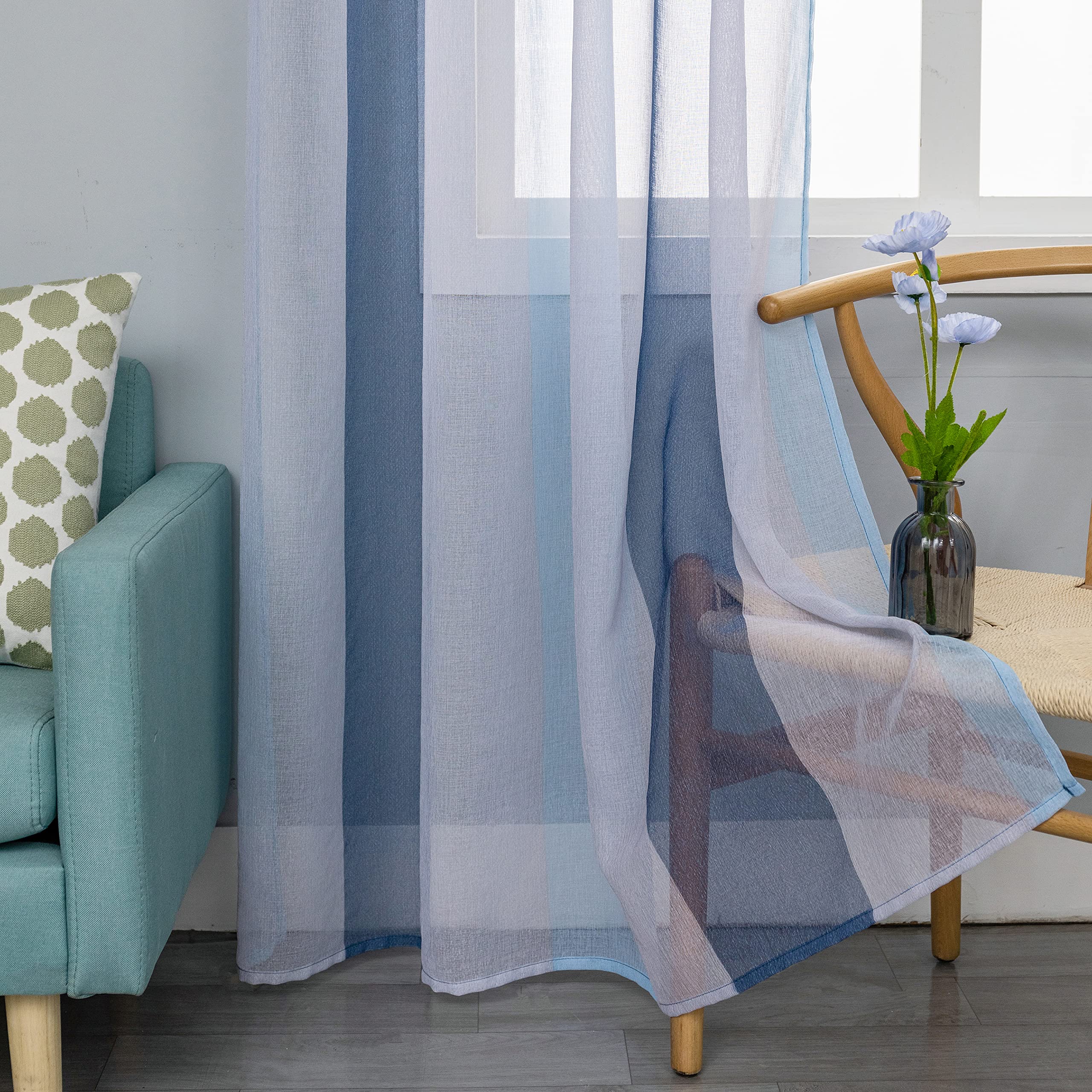 Tende Voile Trasparenti Hiseng 2pz - Design Con Nuvole E Stelle, 140x280cm, Per Interni E Balconi - Foto 9
