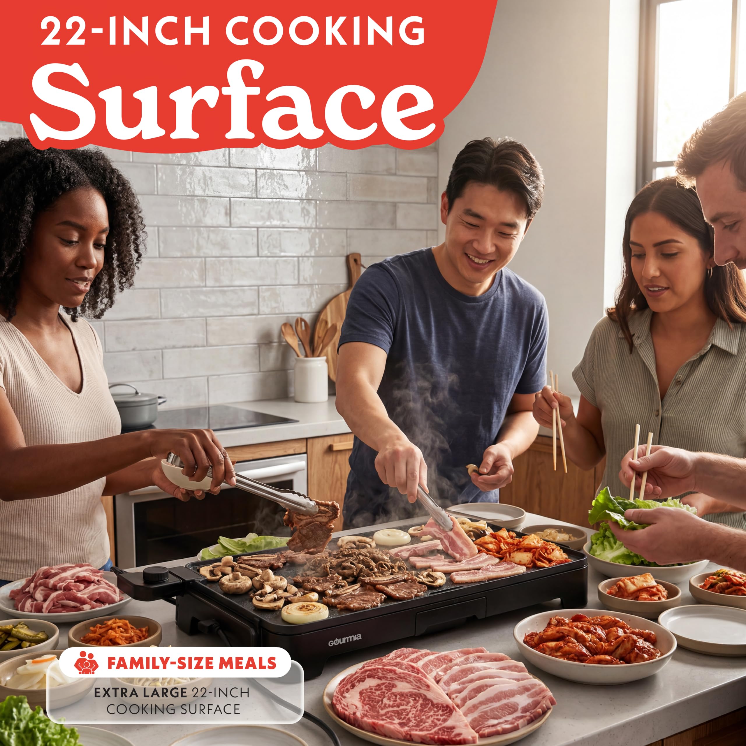 Gourmia Electric Griddle - 22" XL Nonstick -7