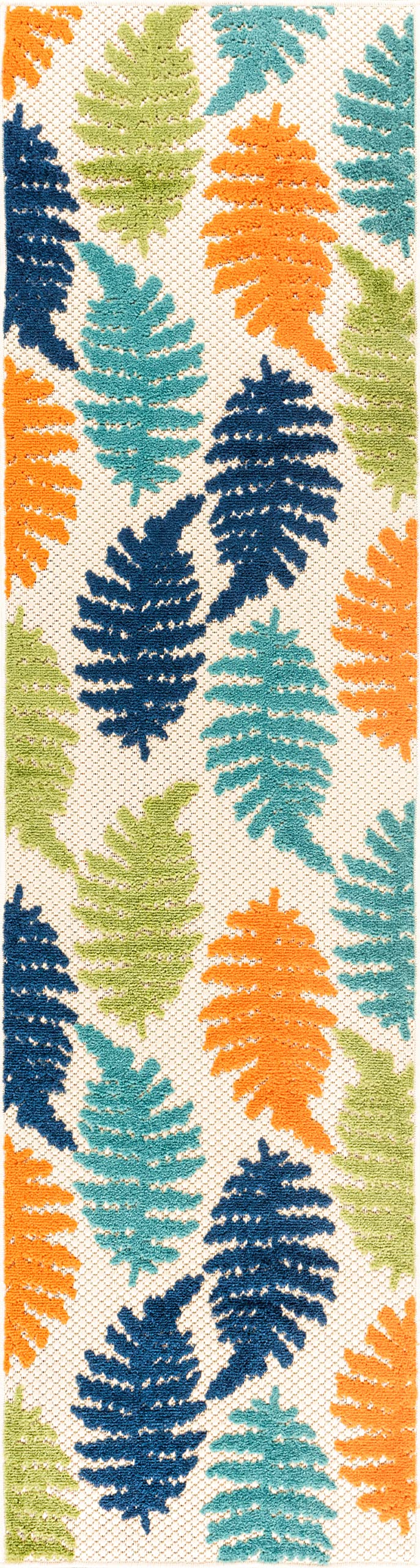 Rugshop Seville Floral Leaves Non-Shedding Patio Deck Backyard Indoor/Outdoor Runner Rug 2' x 7' Multi