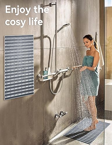 Miniatura 7 de Tapete antideslizante 27 x 15.7 pulgadas tapete de ducha para bañera con ventosas y agujeros de drenaje para bañera y ducha, fácil de limpiar. Base