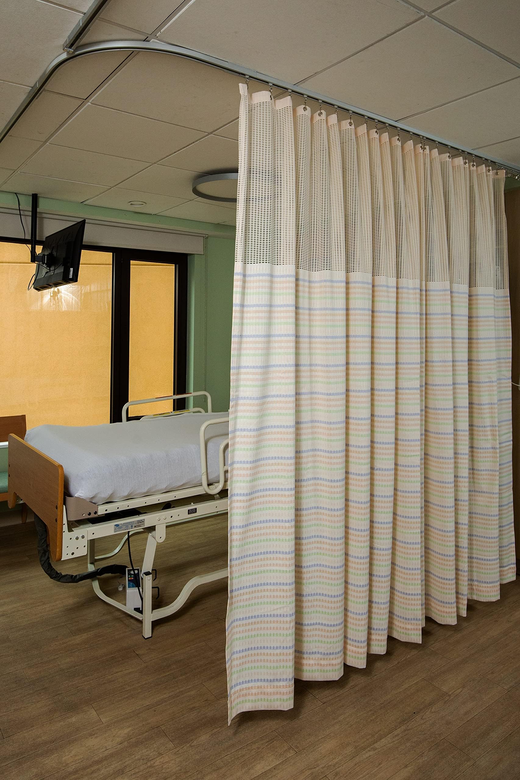 Hospital Curtain, Quality Cubicle Curtain, Flame Resistance Medical Curtain Bed Divider, Privacy Curtain - Machine washable - Flame Retardant with Mash top & grommet 12' Wide X 7' long