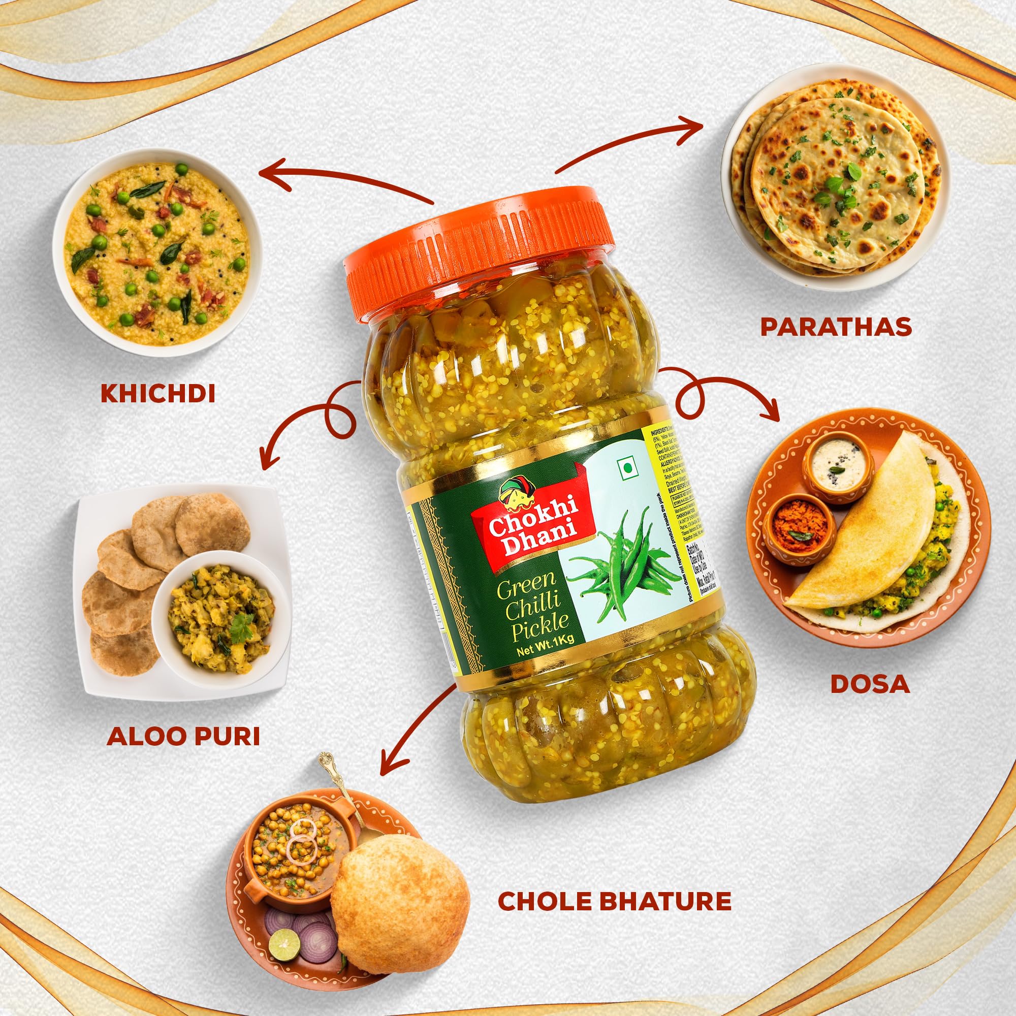 Chokhi Dhani Green Chilli Pickle 1kg | Hari Mirch Achar | Mustard Oil Indian Pickle | Spicy & Tangy | No Artificial Colours or Flavours | Homemade Style 3