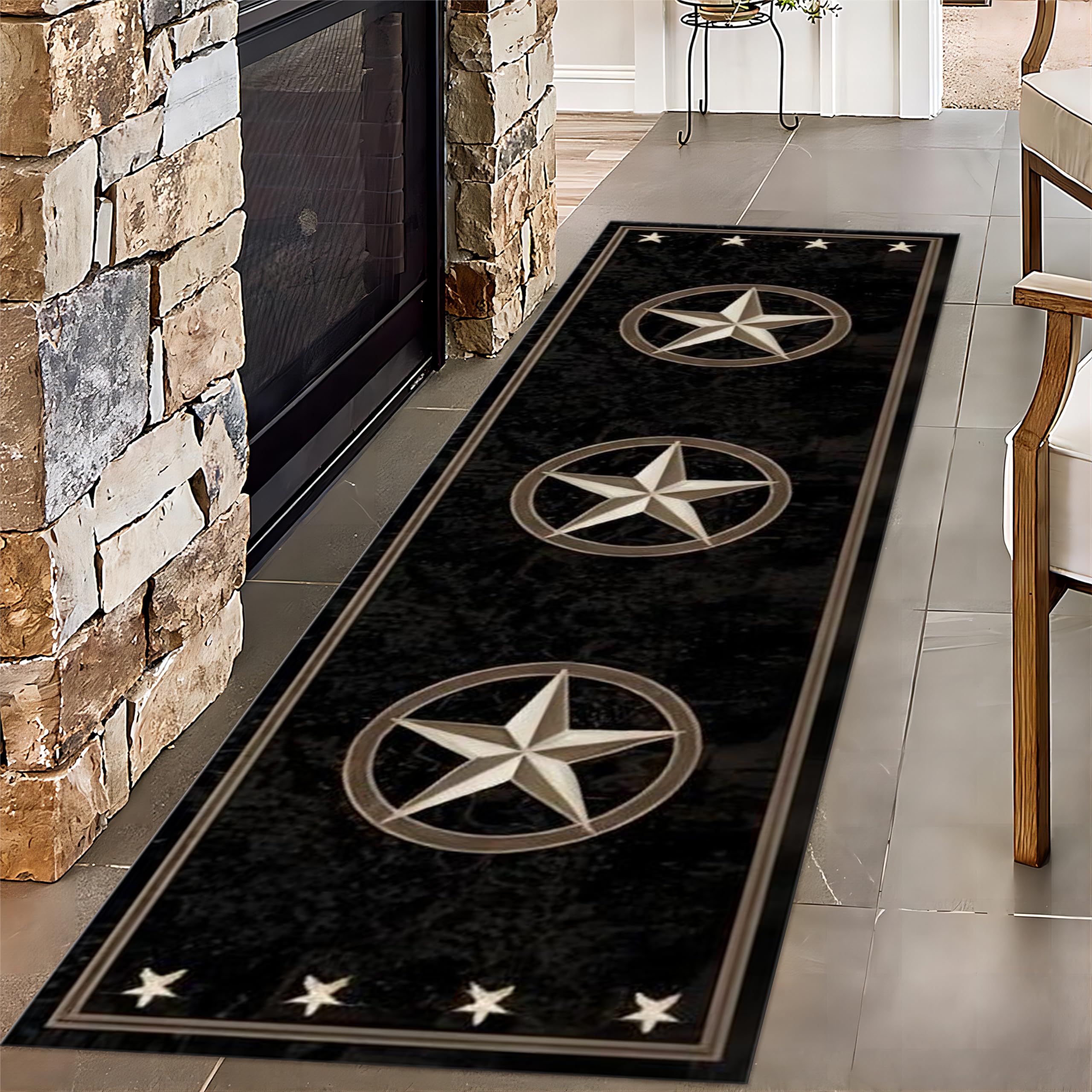 HONGXIU Hallway Long Run Rug,2x8ft, Retro Original Rustic Texas Star Rug, Farmhouse Western Non-Slip Washable Rug, Suitable for Farmhouse, Kitchen,