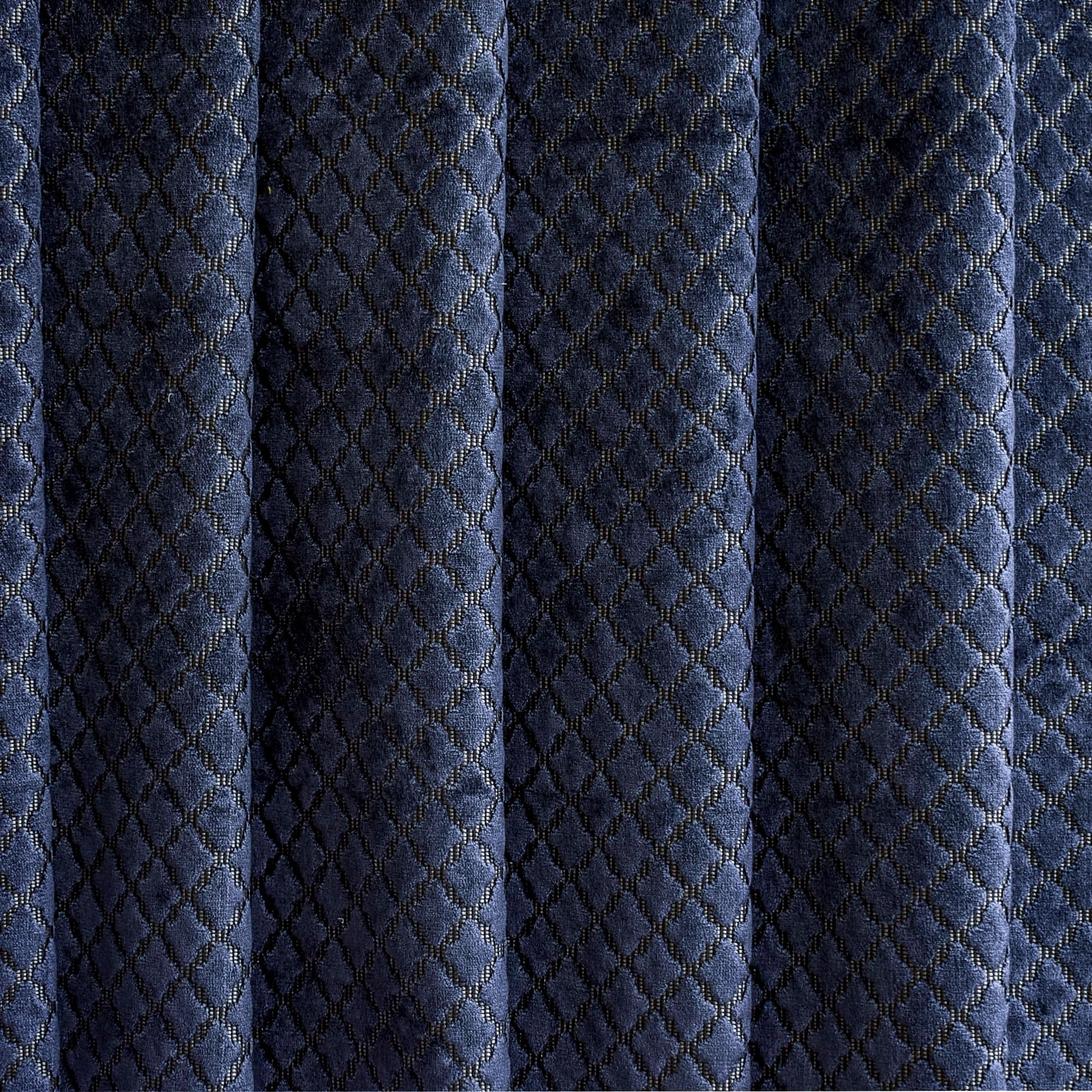 Tienda de tejidos directa Azul marino, gris base Terciopelo Jacquard Tela Por metro, 19 metros continuos 137 centímetros ancho Geométrico Azul Al por mayor Terciopelo Tapicería Tela para Cortinas