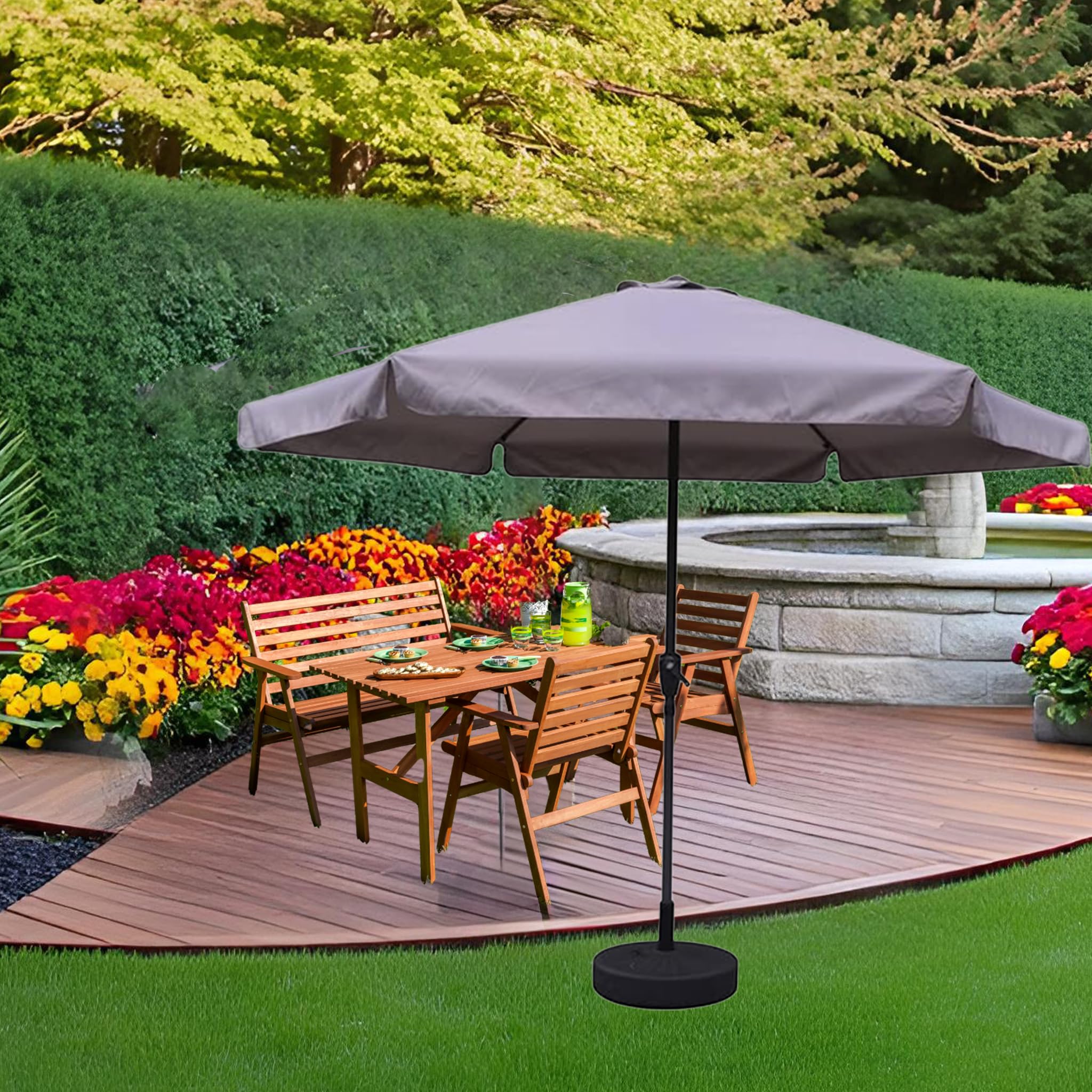 Ombrellone da Giardino Tondo 3 Metri - in Alluminio, Regolabile, da Esterno, Impermeabile, con Manovella, Tubo Ø 40 mm- Resistente ai Raggi UV