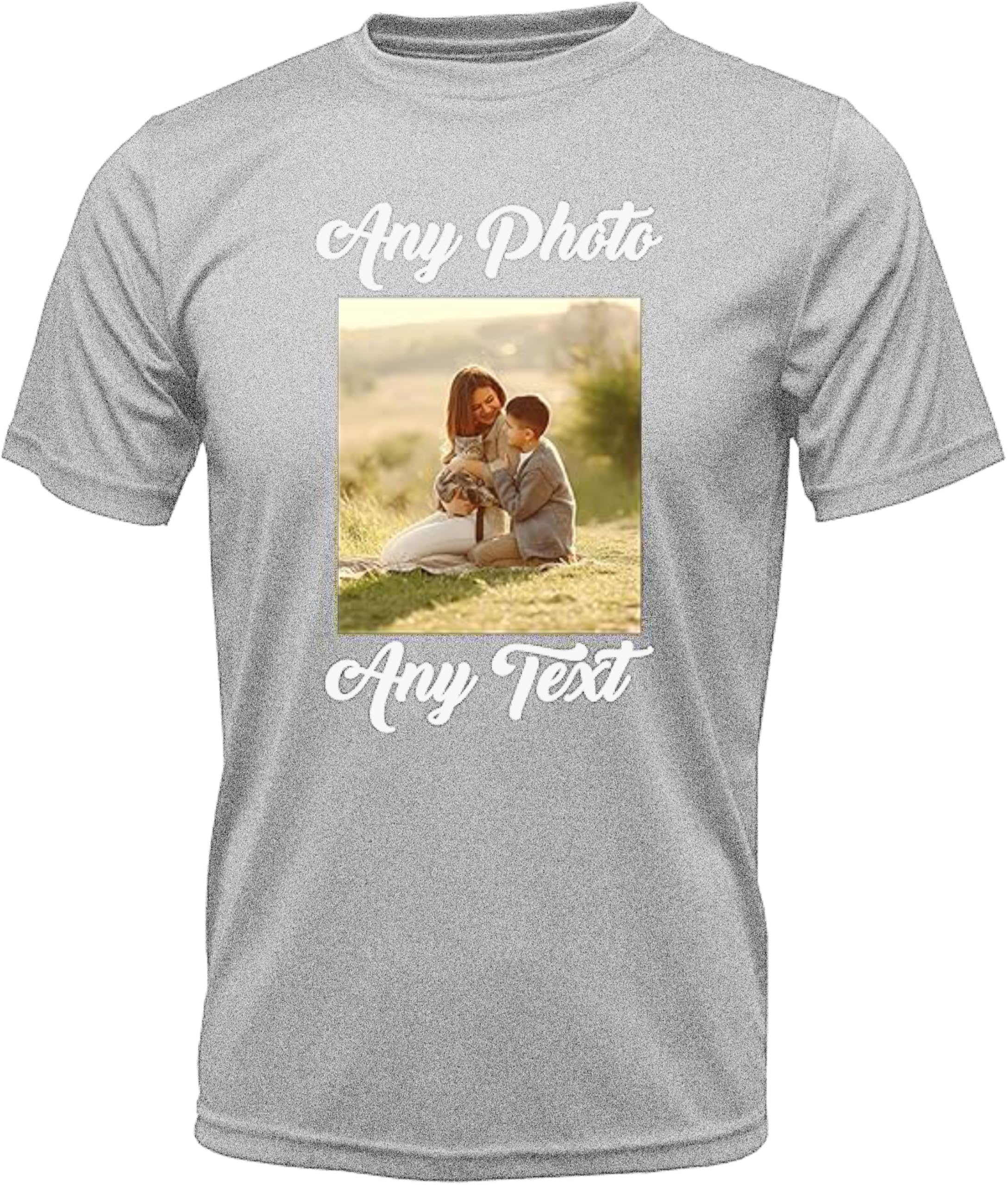 Yaaagz Unisex Grey Personalised T-Shirt - Customised Image/Picture/Photo/Text
