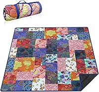 Vista 17 de Manta de picnic extra grande impermeable plegable (60 x 80 pulgadas), manta de playa impermeable a prueba de arena, 3 capas para el aire libre