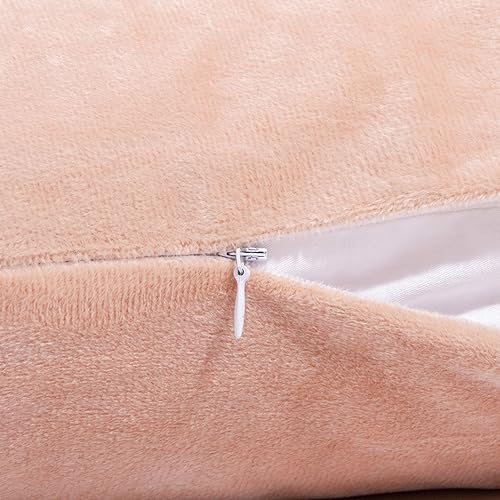 Miniatura 4 de NTBAY Fundas de almohada de terciopelo con cremallera, paquete de 2 fundas de almohada de viaje de franela de lujo, 13 x 18 pulgadas, rosa claro