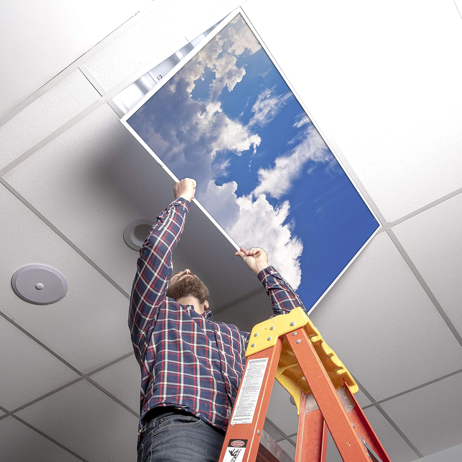 Fluorescent Light Cover for Classroom Ceiling Lights Clouds - Premium Backlit Film Insert 2x4 (22.38"x46.5") Florescent Fixture (Pack of 1) School, Office, Sensory, Improve Focus, Eliminate Headaches