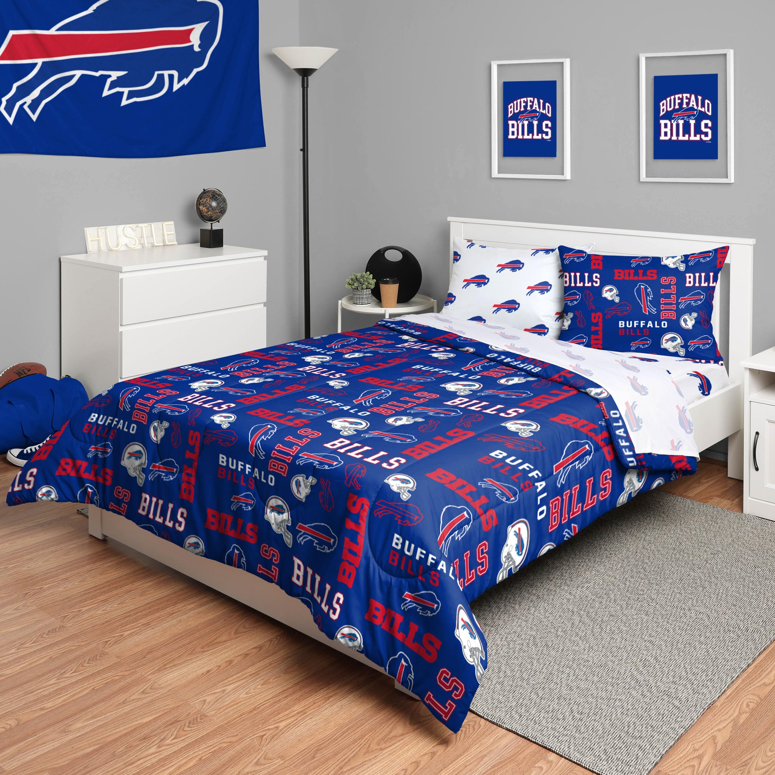 FOCO NFL Team Logo Bed in a Bag Comforter Sheets Pillow Cases Bedding 5-Piece Set