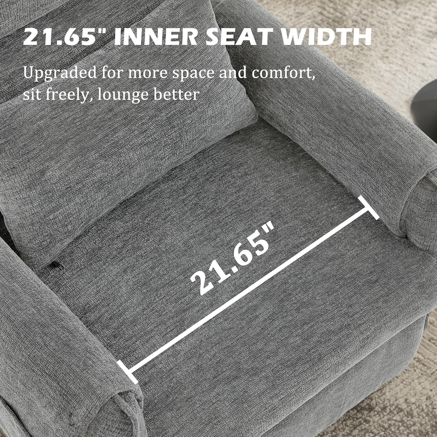 Power Recliner Chair, Small Recliners for Small Spaces, Electric Recliner Chairs for Adults with Remote, Pillow and Side Pockets, Reclining Chair with Memory Function, Living Room, Chenille