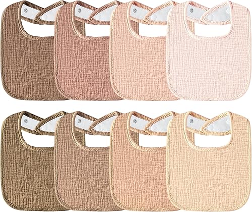 Miniatura 11 de Muslin Baby Bibs Cotton Baby Drool Bandana Bibs for Baby Girls Boys Infant Newborn Toddler Drooling and Teething Azul macaron,rosado (Macaron