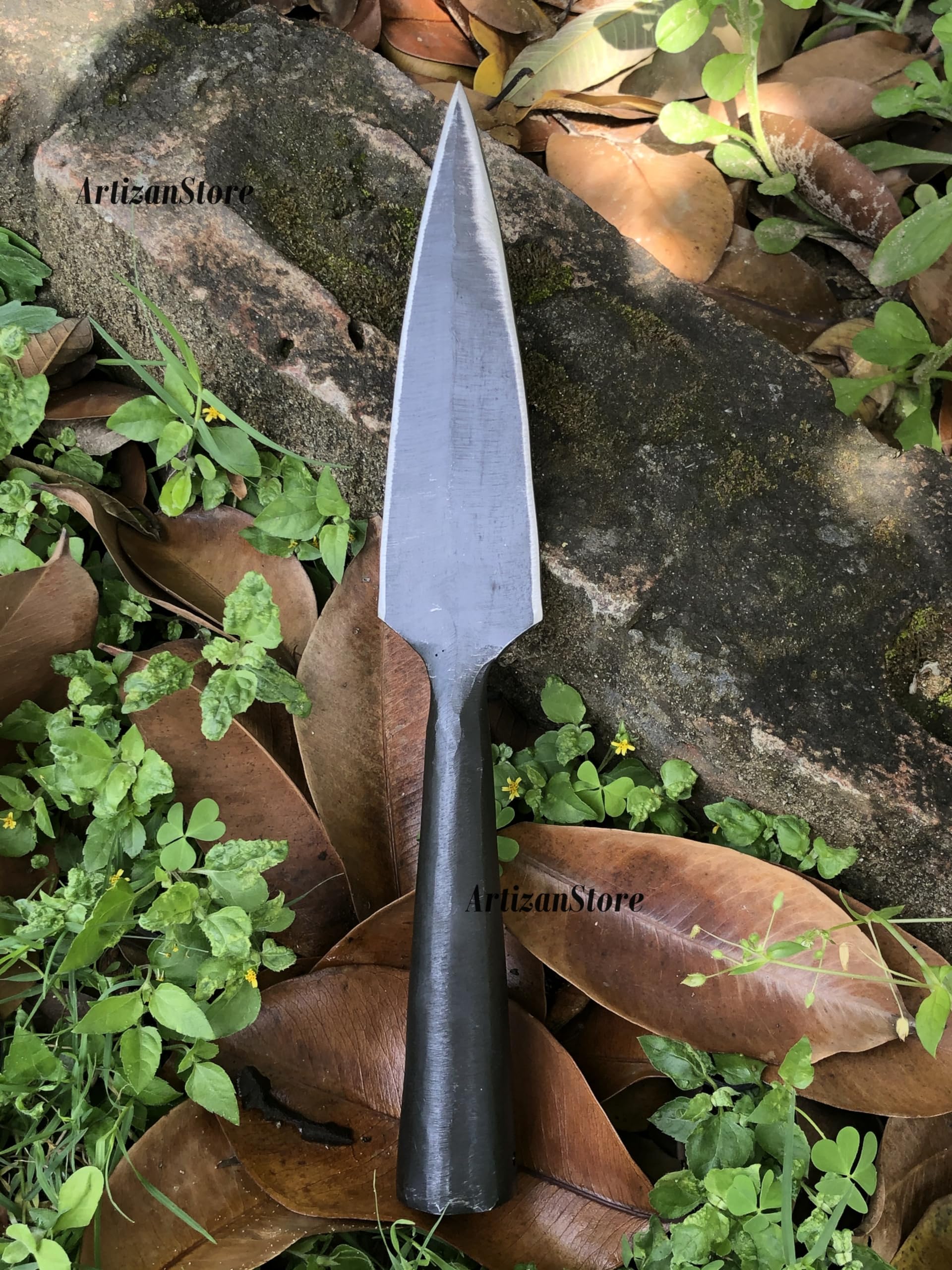 Replica medievale funzionale Viking Age Spearhead, forgiata a mano in ferro, testa di lancia affilata forgiata a mano saga vichinga testa di lancia