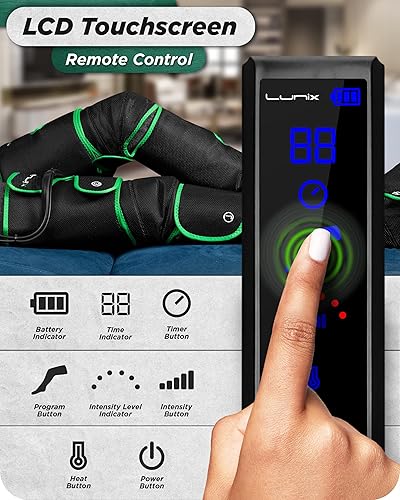 Miniatura 6 de Lunix LX10 - Máquina masajeadora de compresión de aire para pies, pantorrillas, piernas, dispositivo inalámbrico y recargable de botas de muslo y