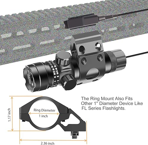 Miniatura 10 de Feyachi GL6 - Apuntador de mira láser verde para montaje en riel Picatinny P13 de 45 grados e interruptor de presión