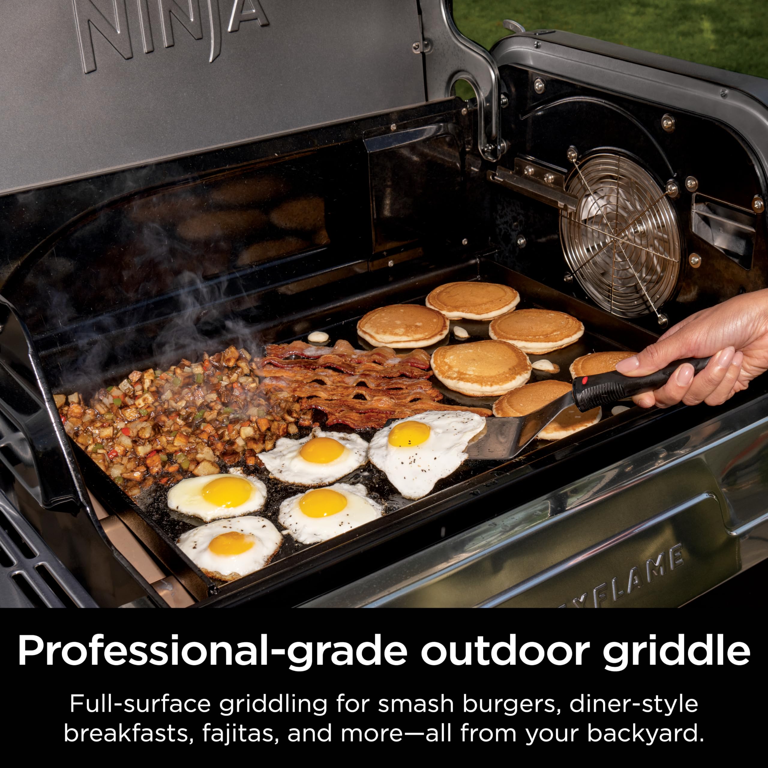 Ninja FlexFlame Upgrades Premium Full Griddle, Professional-Grade